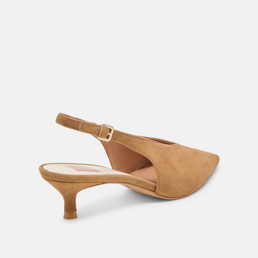 NEW DOLCE VITA women's alenna suede heels in light brown - Picture 4 of 7